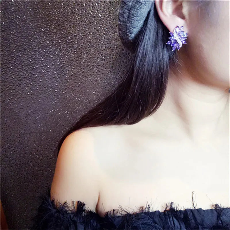 S925 Sterling Amethyst Drop Earring Purple Gemstone Fine Vintage Jewelry