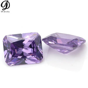 Amethyst CZ Gemstone Beads Rectangle Shape Princess Cut Faceting Diamonds