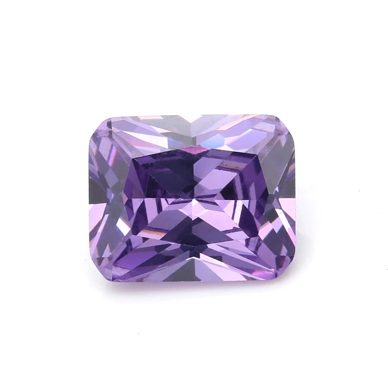 Amethyst CZ Gemstone Beads Rectangle Shape Princess Cut Faceting Diamonds