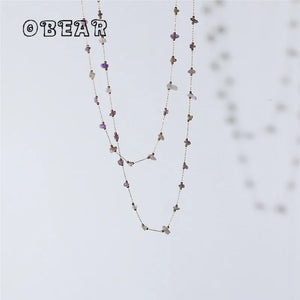 Amethyst Irregular Bead Crystal Necklace 18K Plated Stainless Steel