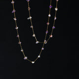 Amethyst Irregular Bead Crystal Necklace 18K Plated Stainless Steel