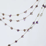Amethyst Irregular Bead Crystal Necklace 18K Plated Stainless Steel