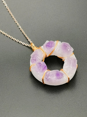Amethyst Stone Pendant Tooth Crystal Family Resin Rubber Bottom Jewelry