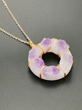 Amethyst Stone Pendant Tooth Crystal Family Resin Rubber Bottom Jewelry