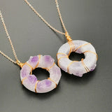 Amethyst Stone Pendant Tooth Crystal Family Resin Rubber Bottom Jewelry