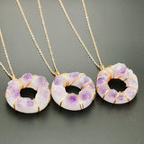 Amethyst Stone Pendant Tooth Crystal Family Resin Rubber Bottom Jewelry