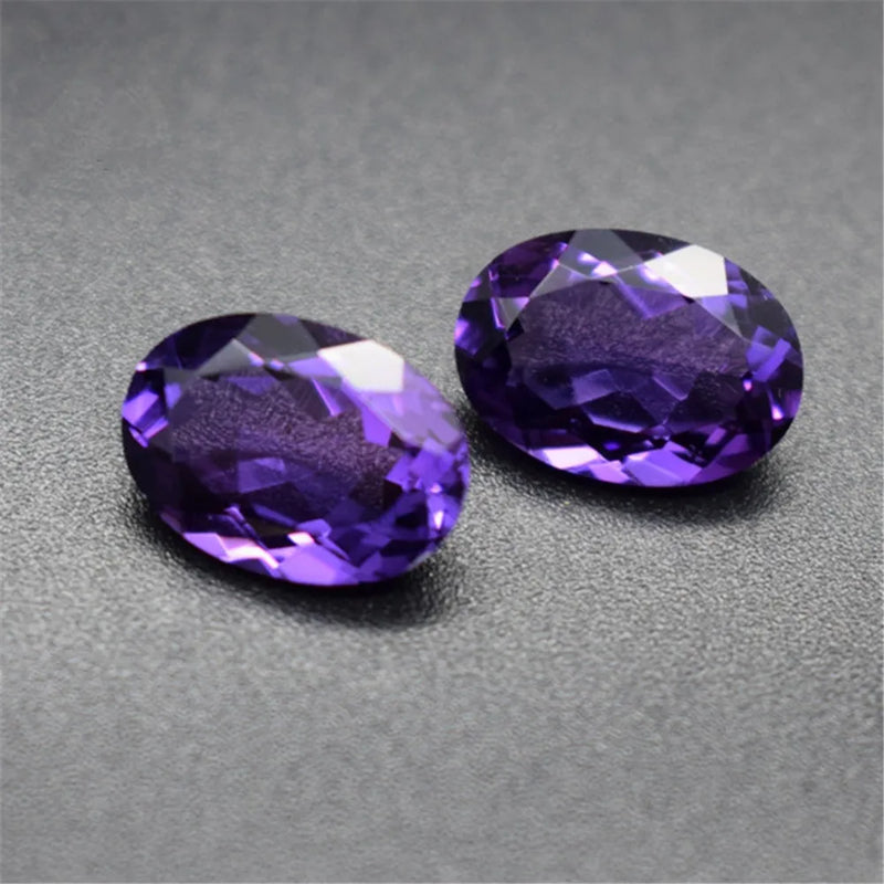 Amethyst Oval Faceted Gemstone Egg Shape Cultured Amethyst Gem
