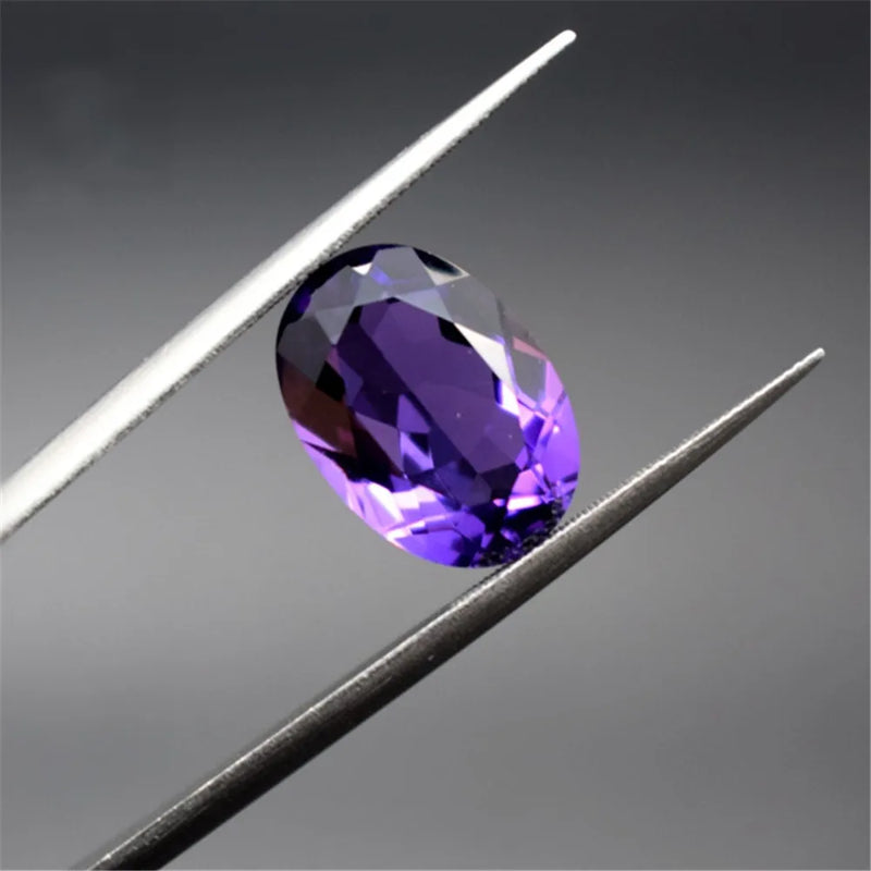 Oval Faceted Amethyst Gemstone Egg Shape Cultured Amethyst Gem