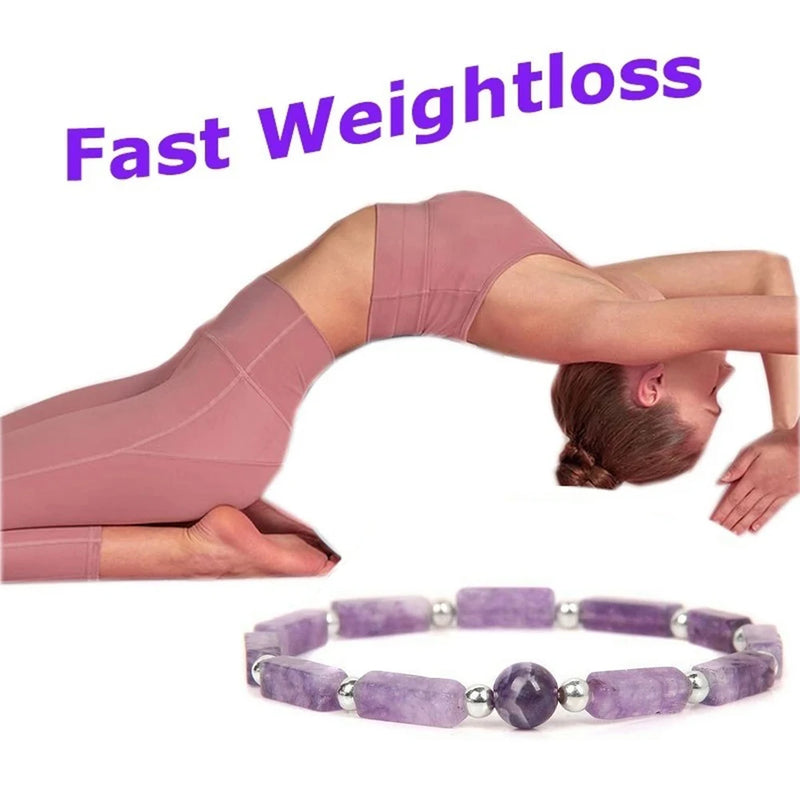 Amethyst Wristband Bangle Stress Relief Crystal Yoga Jewelry for Women