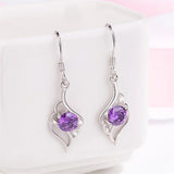 Amethyst&Aquamarine Dangle Earrings Sterling Silver Crystal Jewelry
