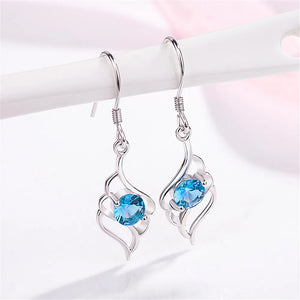Amethyst&Aquamarine Dangle Earrings Sterling Silver Crystal Jewelry