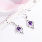 Amethyst&Aquamarine Dangle Earrings Sterling Silver Crystal Jewelry