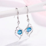 Amethyst&Aquamarine Dangle Earrings Sterling Silver Crystal Jewelry