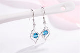 Amethyst&Aquamarine Dangle Earrings Sterling Silver Crystal Jewelry