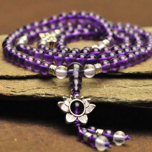 Amethyst Beads 6mm 108 Energy Prayer Bracelet Buddhist Necklace Choker