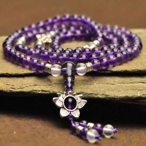 Amethyst 6mm 108 Energy Prayer Bracelet Buddhist Necklace