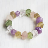 Amethyst/Citrine/Prehnite/White Crystal/Lemon Quartz Baroque Faceted Bracelet