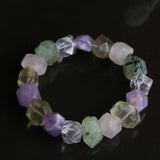 Amethyst/Citrine/Prehnite/White Crystal/Lemon Quartz Baroque Faceted Bracelet