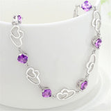Amethyst Gemstone Heart Chain Bracelet
