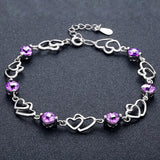 Amethyst Gemstone Heart Chain Bracelet