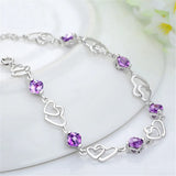 Amethyst Gemstone Heart Chain Bracelet