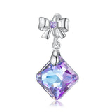 Amethyst Crystal Sterling Silver Bow Pendant Necklace