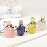 Amethyst 0.2ML Perfume Bottle Natural Stone Essential Oil Pendant