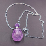 Amethyst 0.2ML Perfume Bottle Natural Stone Essential Oil Pendant