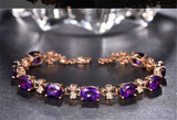 Amethyst Gemstone Chain Bracelet for Women - S925 Purple Crystal Jewelry