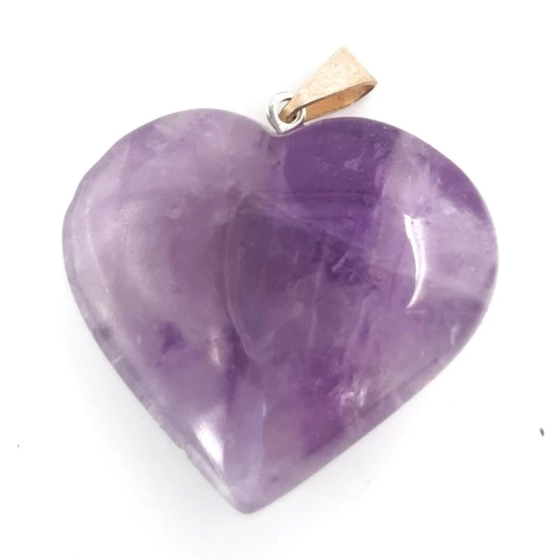 Amethyst Heart Pendant Necklace Brazil Extra Gem Stone Amethyst Peace