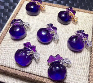 Amethyst Purse Pendant Violet Crystal Round Circle 20*16*12MM