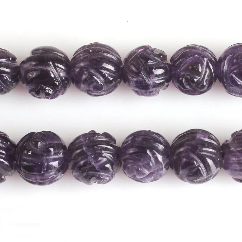 Carved Flower Round Loose Beads for DIY Jewelry Making