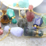 Gemstone Perfume Bottle Pendant Necklace