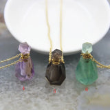 Gemstone Perfume Bottle Pendant Necklace