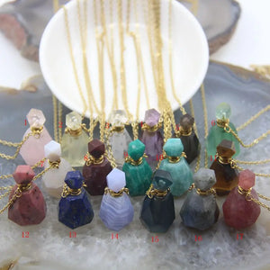 Gemstone Perfume Bottle Pendant Necklace