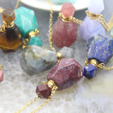 Gemstone Perfume Bottle Pendant Necklace