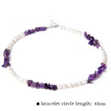 Amethysts Gravel Chip Stone Pearls Necklaces Oval Natural Pearl Beaded Chockers