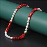 Amethysts Gravel Chip Stone Pearls Necklaces Oval Natural Pearl Beaded Chockers