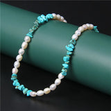 Amethysts Gravel Chip Stone Pearls Necklaces Oval Natural Pearl Beaded Chockers