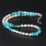 Amethysts Gravel Chip Stone Pearls Necklaces Oval Natural Pearl Beaded Chockers
