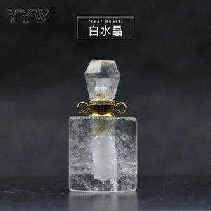 Amethyst Fluorite Crystal Quartz Perfume Bottle Necklace Pendant