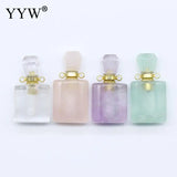 Amethyst Fluorite Crystal Quartz Perfume Bottle Necklace Pendant