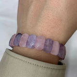 Amethysts & Roses Quartz Beads Bracelet Natural Stone Jewelry Bangle