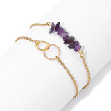 Amethysts Stone Bracelet Natural Chipped Stone Braided Adjustable Healing Energy