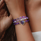 Amethysts Stone Bracelet Natural Chipped Stone Braided Adjustable Healing Energy