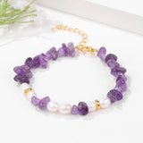 Amethysts Stone Bracelet Natural Chipped Stone Braided Adjustable Healing Energy