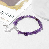 Amethysts Stone Bracelet Natural Chipped Stone Braided Adjustable Healing Energy