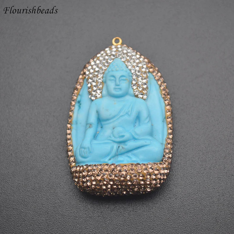 Amitabha Buddha Necklace Pendant with Rhinestones
