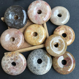 Ammonites Chrysanthemum Stone Donut Beads Natural Gemstone Diy Loose Bead