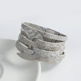 Moon Charm Leather Bracelet Boho Wrap Stars Print Jewelry